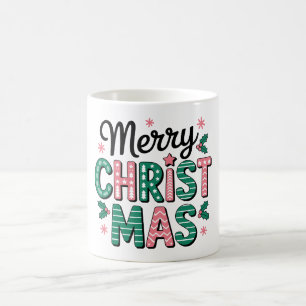 Mug Joyeux Noël lettrage à motifs houx Noël