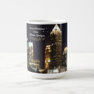 Mug "Joyeux Noël," ligne d'horizon d'Atlanta, Géorgie