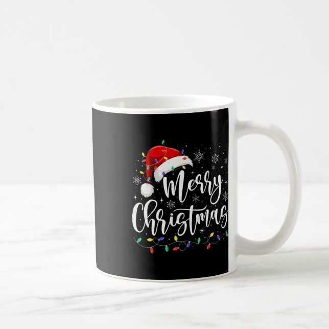 Mug Joyeux Noël Lumières Rouge Noël Chapeau Noël Famil (Droite)