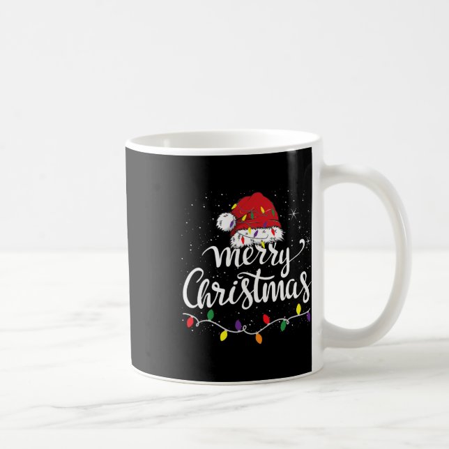 Mug Joyeux Noël Lumières Rouge Noël Chapeau Noël Famil (Droite)