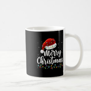 Mug Joyeux Noël Lumières Rouge Noël Chapeau Noël Famil