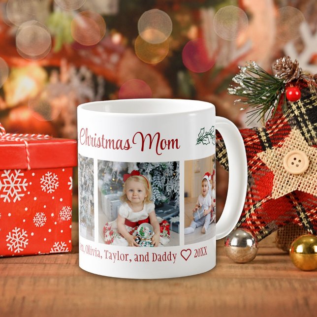 Mug Joyeux Noël Maman 4 Photo Collage (Créateur téléchargé)