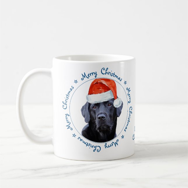 Mug Joyeux Noël mignon Chien Retriever Black Labrador (Gauche)