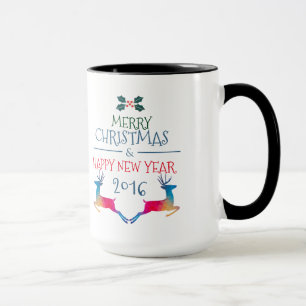 Mug Joyeux Noël mignonne cerf et texte personnalisé