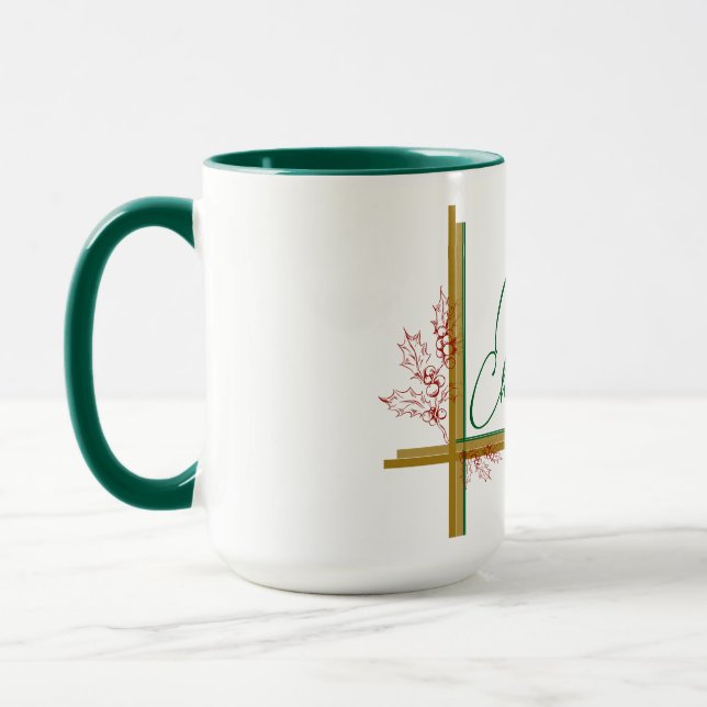 Mug Joyeux Noël Mistletoe Rouge Vert Or (Gauche)