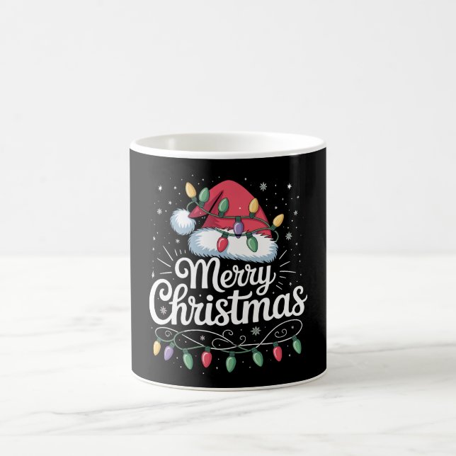 Mug Joyeux Noël Noël Lumières Santa Hat Famille (Centre)
