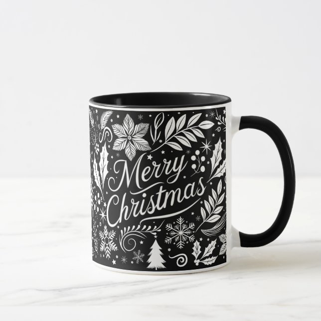 Mug Joyeux Noël noir et blanc (Droite)