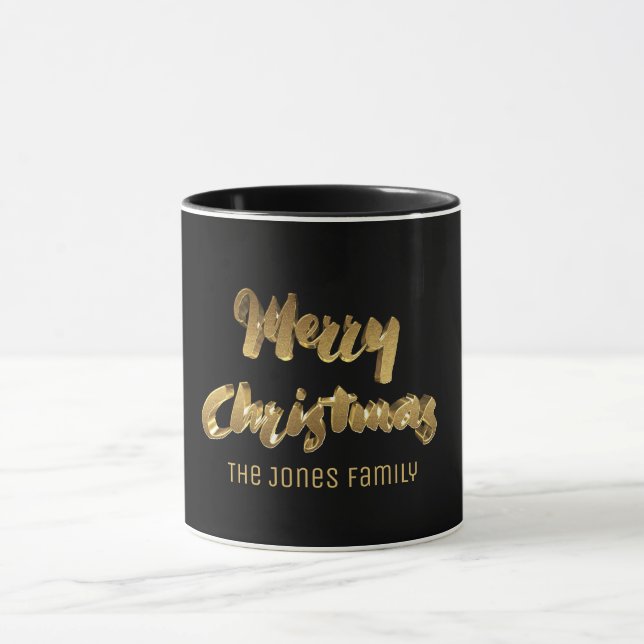 Mug Joyeux Noël Noir Texte Typographie Élégante (Centre)