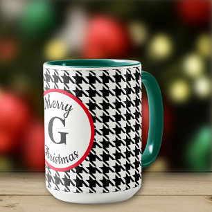 Mug Joyeux Noël ou nom sur Houndstooth 15oz