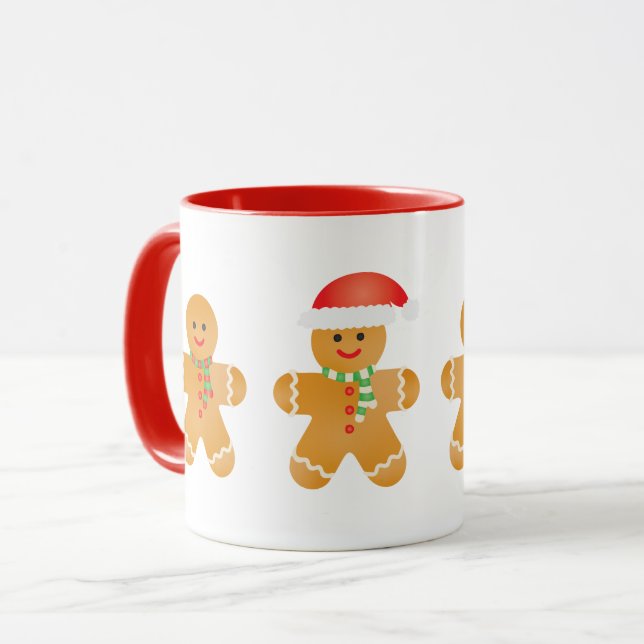 Mug Joyeux Noël pain d'épices Hommes Santa Hat (Devant gauche)