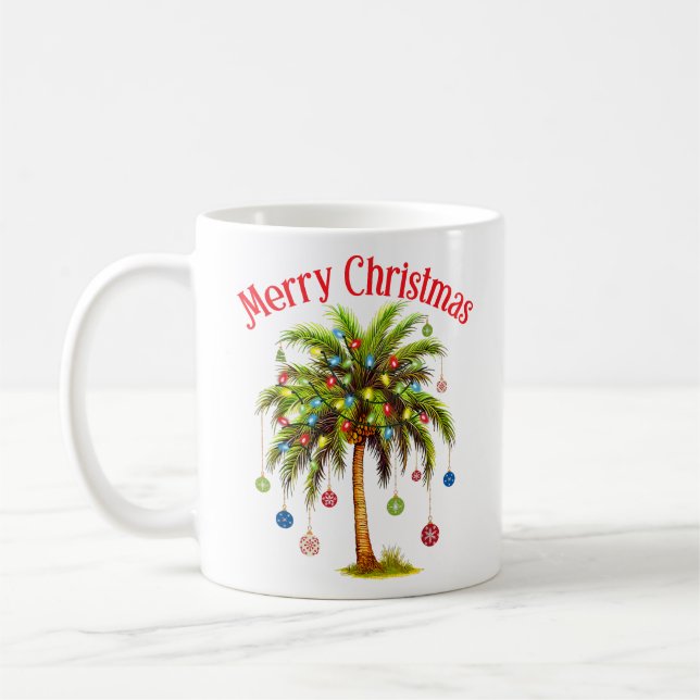 Mug Joyeux Noël Palm Tree Light Hawaiian Tropical (Gauche)