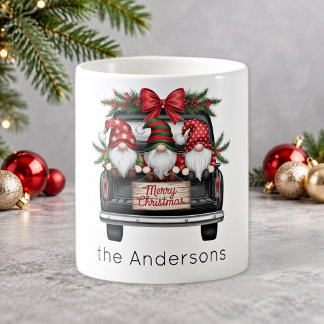 Mug Joyeux Noël Panneau Camion Noir Gnomes Adorables
