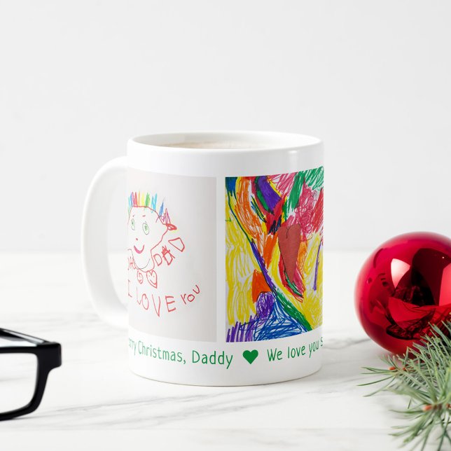 Mug Joyeux Noël Papa 3 Photo Personnalisé Art pour enf (Créateur téléchargé)
