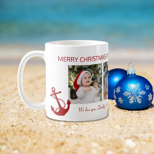 Mug Joyeux Noël Papa Nautique 4 Photo Collage (Créateur téléchargé)