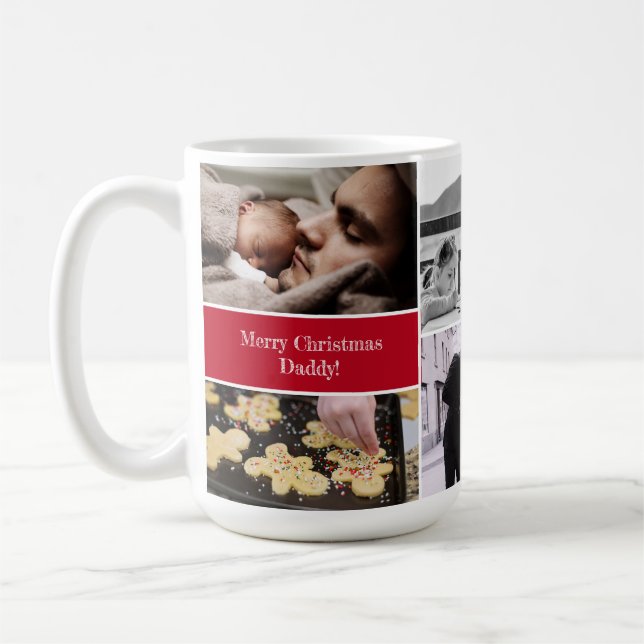 Mug Joyeux Noël papa Photo personnalisée Collage vacan (Gauche)