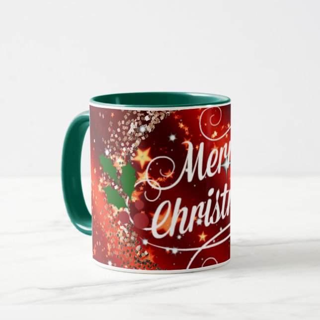 Mug Joyeux Noël, parties scintillant et pétillant (Devant gauche)