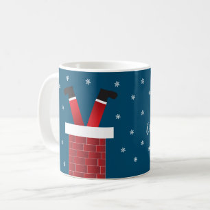 Mug Joyeux Noël Père Noël Coincé Dans Une Cheminée