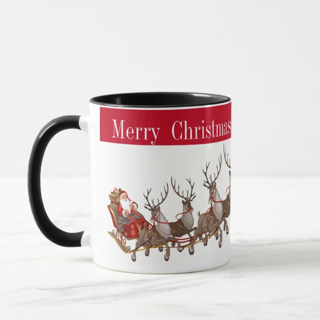 Mug Joyeux Noël Père Noël et Sleigh (Gauche)