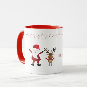 Mug Joyeux Noël Père Noël Reindeer Sucres de canne Rou