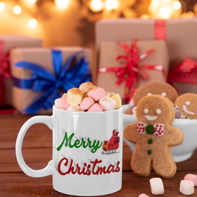 Mug Joyeux Noël Père Noël Sleigh demi-écriture (Créateur téléchargé)