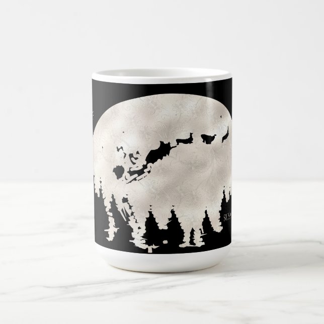 Mug Joyeux Noël Père Noël Sleigh Reindeer Pleine lune (Centre)