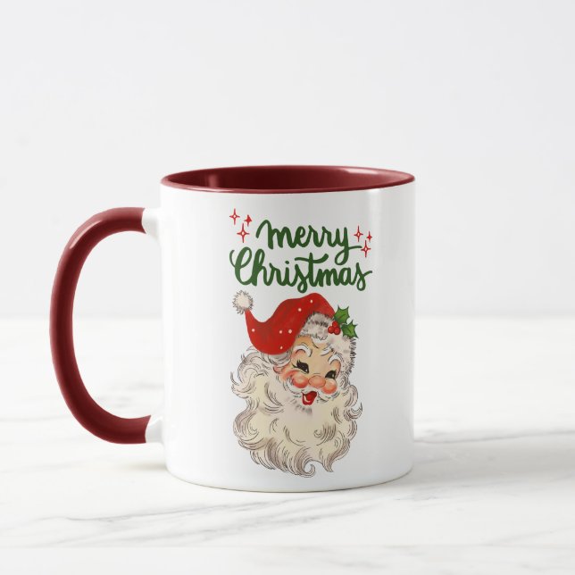 Mug Joyeux Noël Père Noël vintage vacances  (Gauche)