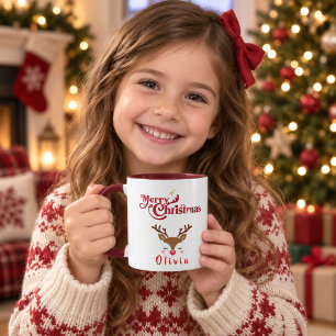 Mug Joyeux Noël personnalisé avec un renne mignon