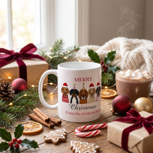 Mug Joyeux Noël personnalisé Famille Teckel