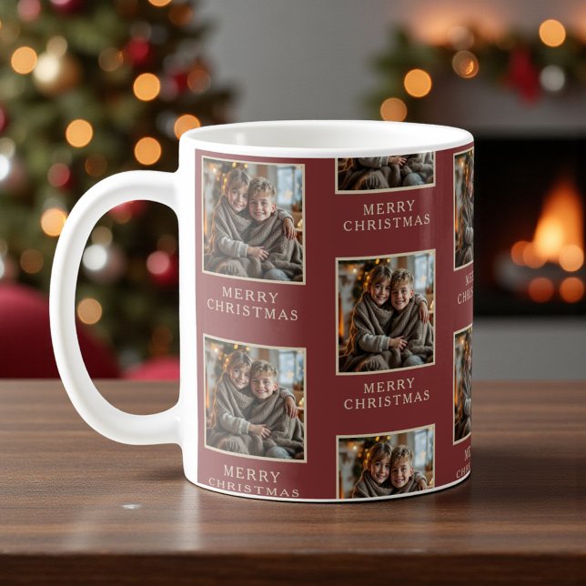 Mug Joyeux Noël Photo Fêtes Rouge (Créateur téléchargé)