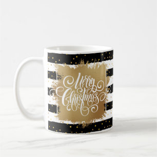 Mug Joyeux Noël Rayures Noires et Blanches