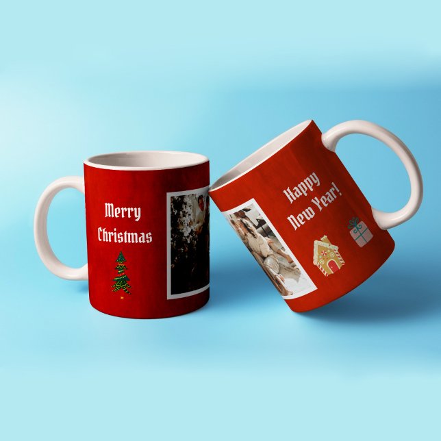 Mug Joyeux Noël Red Family Photo (Créateur téléchargé)