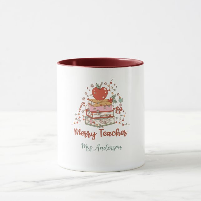 Mug Joyeux Noël rétro enseignant (Centre)