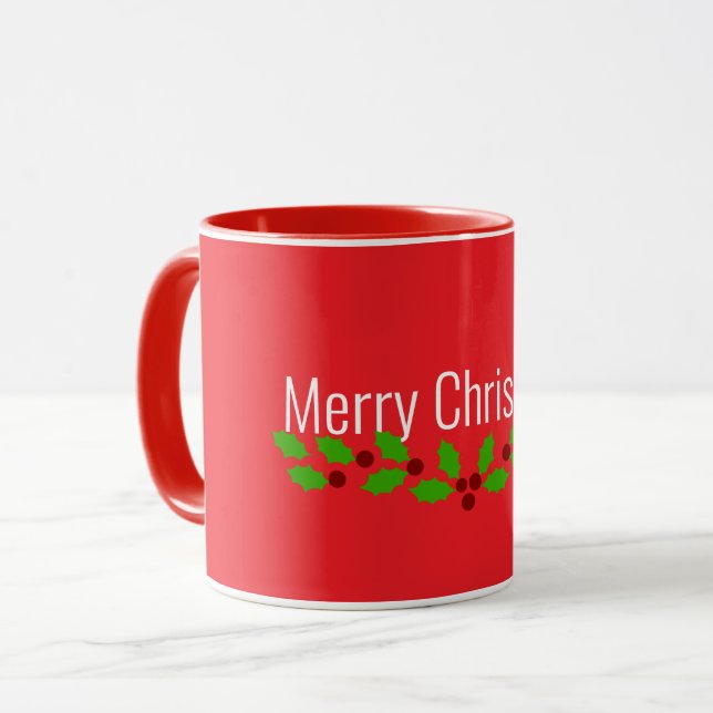 Mug Joyeux Noël, rouge de fête, (Devant gauche)