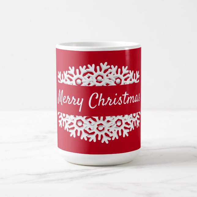 Mug Joyeux Noël rouge et blanc flocon (Centre)