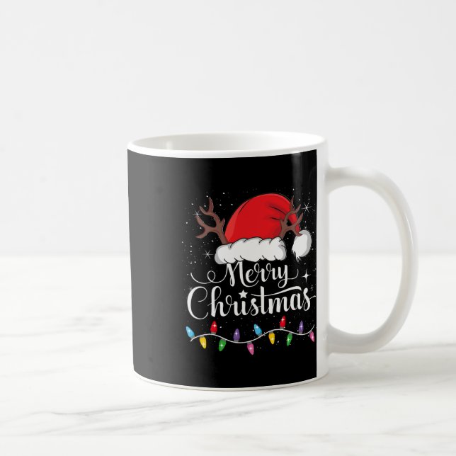 Mug Joyeux Noël Rouge Père Noël Chapeau Reindeer Famil (Droite)