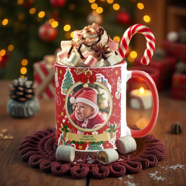 Mug Joyeux Noël Rouge personnalisé HO! HO! HO! HO! (Créateur téléchargé)