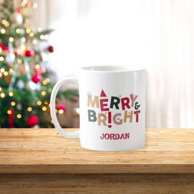 Mug Joyeux Noël Rouge Vert Mignon Et Lumineux (Créateur téléchargé)