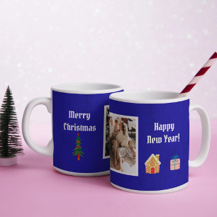 Mug Joyeux Noël Royal bleu Famille Photo