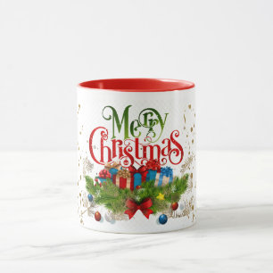 Mug Joyeux Noël, salutations de vacances colorées,