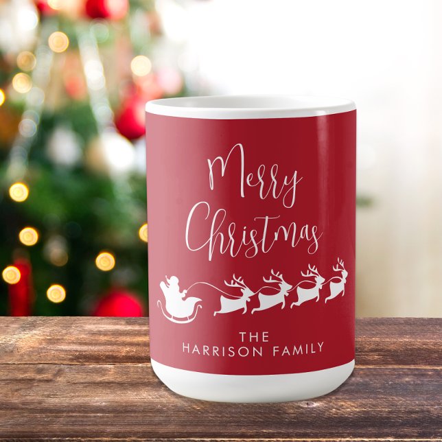Mug Joyeux Noël Santas Reindeer Sleigh Red (Créateur téléchargé)