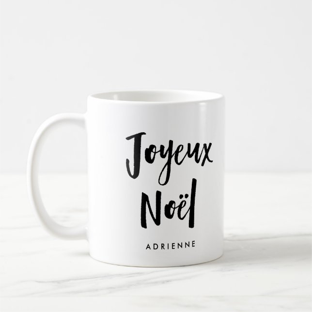 Mug Joyeux Noel | Script manuscrit noir et blanc (Gauche)