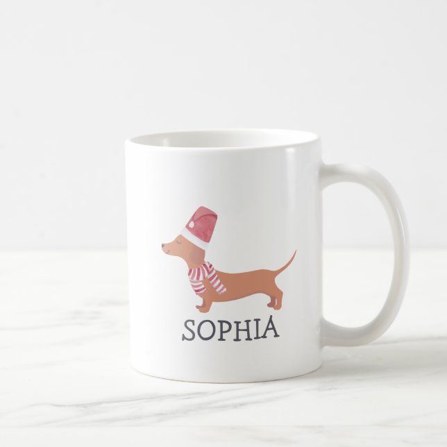 Mug Joyeux Noël Simple moderne Dachshund Chien (Droite)
