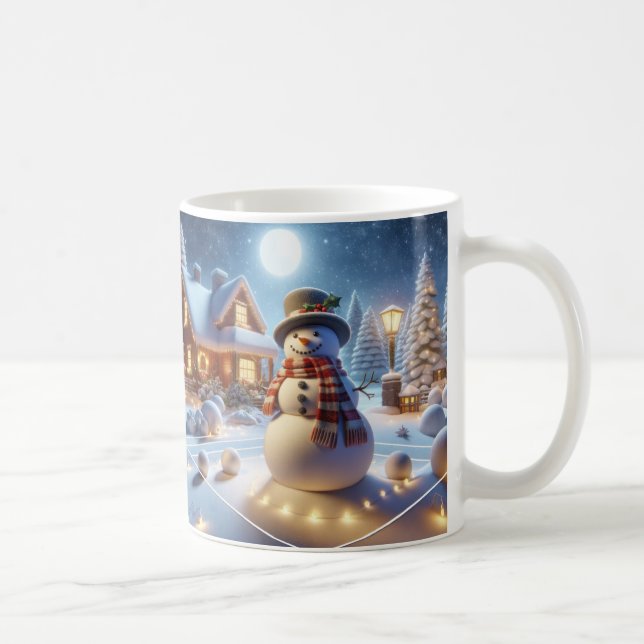 Mug Joyeux Noël Snowman Snowclat Tree Xmas Village (Droite)