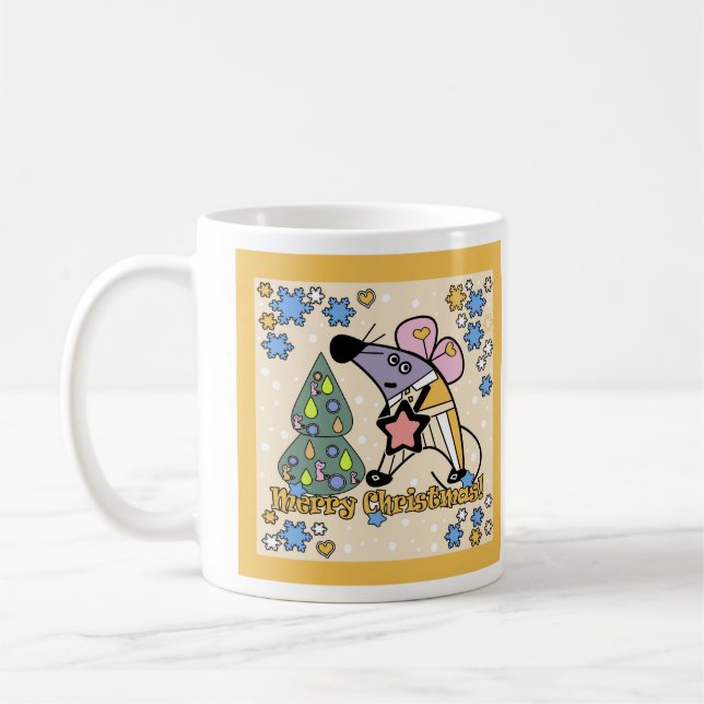 Mug Joyeux Noël Symbole du Nouvel An Souris Caricature (Gauche)