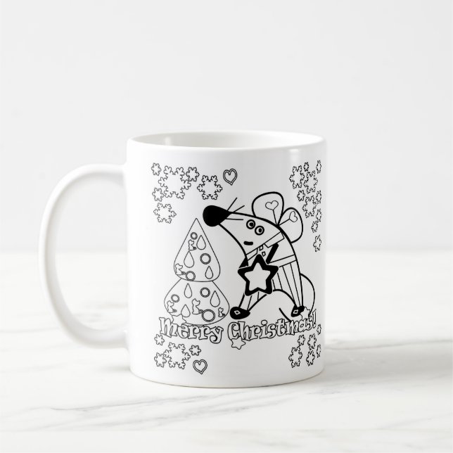 Mug Joyeux Noël Symbole du Nouvel An Souris Caricature (Gauche)