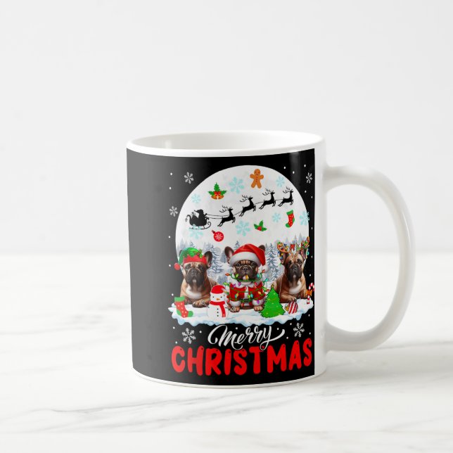 Mug Joyeux Noël Trois Père Noël Elf Reindeer French Bu (Droite)