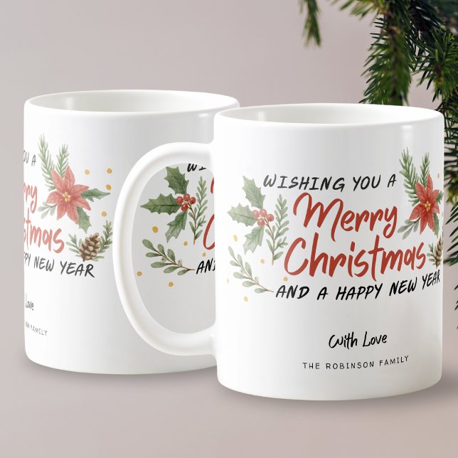 Mug Joyeux Noël typographie Botanique de vacances (Créateur téléchargé)