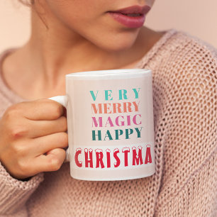 Mug Joyeux Noël typographie moderne nom personnalisé