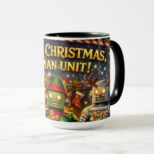Mug Joyeux Noël unité humaine robot drôle de vacances 