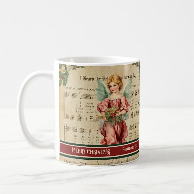 Mug Joyeux Noël Vert Rouge Ange Cadeau de Souvenir (Gauche)